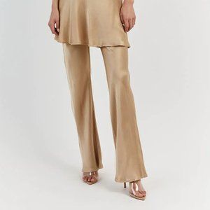 DISSH GOLD SATIN BIAS CUT PANTS